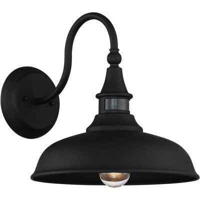  John Timberland Gough Rustic Industrial Wall Light Fixture Set Of 2 Texturized Black Dusk To Dawn Motion Sensor 12 1/2" For Post Exterior Barn Deck