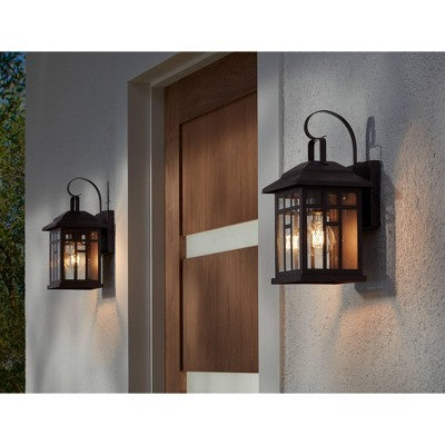  John Timberland Outdoor Wall Lights Set Of 2 Fixture Carriage Style Bronze 12 1/2" Clear Glass Lantern Exterior House Porch Patio