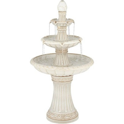  Formentera 45 1/4" High Large Italian Outdoor Decor Off-White Ceramic Floor Fountain With Light LED 3-Tier Outside Garden Patio Yard