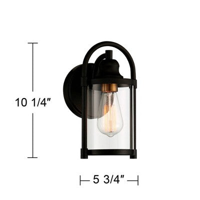  John Timberland Avani Modern Outdoor Wall Light Fixtures Set Of 2 Black Metal 10 1/4" Clear Glass For Post Exterior Barn Deck House Porch Yard Patio
