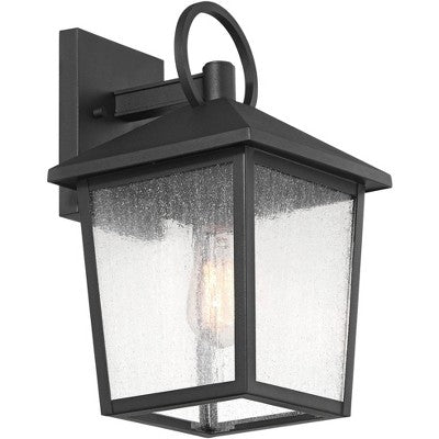  John Timberland Westmont 13 3/4" High Modern Outdoor Wall Light Fixture Mount Porch House Set Of 2 Weatherproof Sand Black Aluminum Seeded Glass Shade