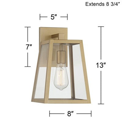  John Timberland Arrington Modern Outdoor Wall Light Fixtures Set Of 2 Soft Gold Metal 13" Clear Glass For Post Exterior Barn Deck House Porch Yard