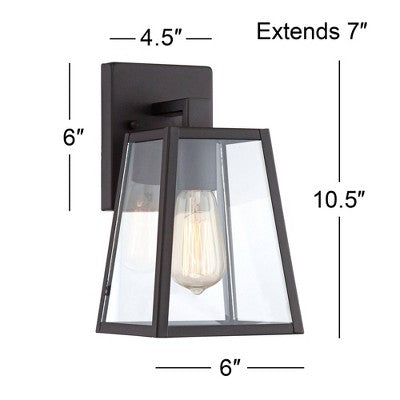 John Timberland Arrington Modern Outdoor Wall Lights Fixtures Set Of 2 Mystic Black 10 3/4" Clear Glass For Exterior Barn Deck House Porch Yard Patio