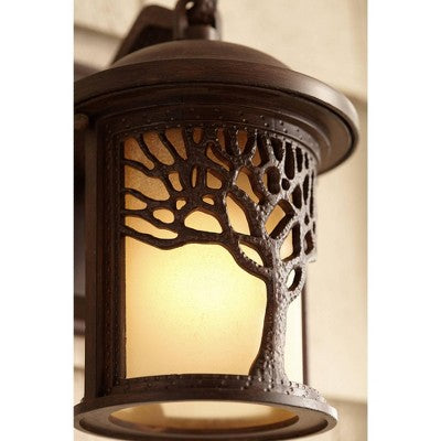  John Timberland Rustic Outdoor Wall Light Fixture Bronze 9 1/2" Tree Etched Glass Sconce For Exterior House Deck Patio Porch Lighting