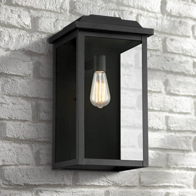  John Timberland Eastcrest Modern Outdoor Wall Light Fixture Textured Black 18 1/2" Clear Glass Panels For Post Exterior Barn Deck House Porch Yard