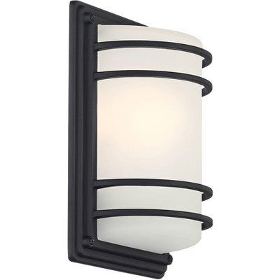  John Timberland Habitat 11" High Modern Outdoor Wall Sconce Light Fixture Mount Porch House Exterior Weatherproof Black Metal Frosted Glass Shade
