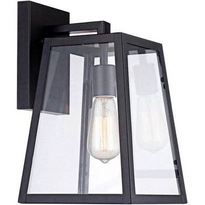  John Timberland Arrington Modern Outdoor Wall Lights Fixtures Set Of 4 Mystic Black 13" Clear Glass For Post Exterior Barn Deck House Porch Yard Patio