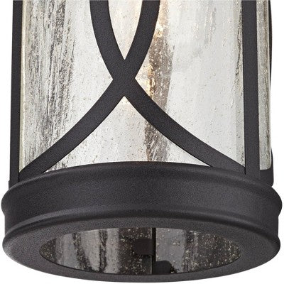  John Timberland Capistrano Mission Outdoor Wall Light Fixtures Set Of 2 Black Dusk To Dawn Motion Sensor 15 3/4" Clear Seeded Glass For Post Exterior
