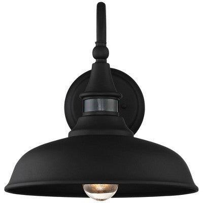  John Timberland Gough Rustic Industrial Farmhouse Outdoor Barn Light Fixture Texturized Black Dusk To Dawn Motion Sensor Dark Sky 12 1/2" For Exterior