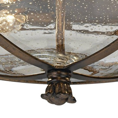  John Timberland Beverly Drive Rustic Flush Mount Outdoor Ceiling Light Bronze 7" Clear Seedy Glass For Post Exterior Barn Deck House Porch Yard Patio