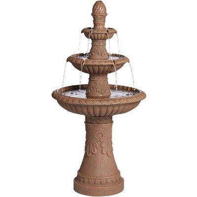  Santa Cruz 45 3/4" High Large Italian Outdoor Decor Faux Stone Floor Fountain With Light LED 3-Tier Outside Garden Patio Yard