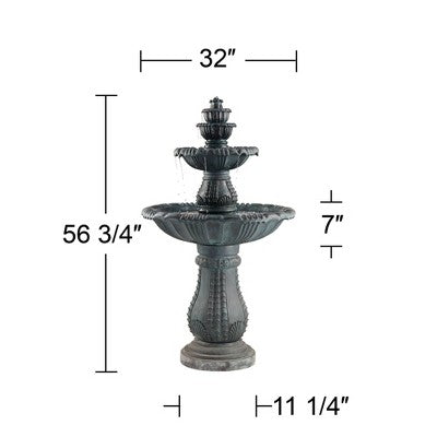  John Timberland Hampton Rustic 4 Tier Cascading Outdoor Floor Water Fountain With LED Light 56 3/4" For Yard Garden Patio Deck Porch Exterior Balcony