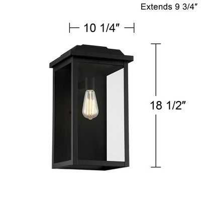  John Timberland Eastcrest Modern Outdoor Wall Light Fixture Textured Black 18 1/2" Clear Glass Panels For Post Exterior Barn Deck House Porch Yard