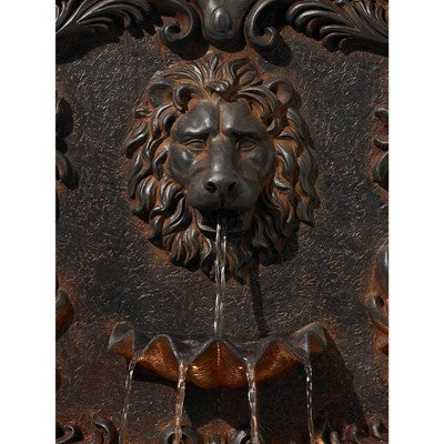  John Timberland Imperial Lion Acanthus Rustic Outdoor Floor Wall Water Fountain With LED Light 50" For Yard Garden Patio Home Deck Porch House Balcony