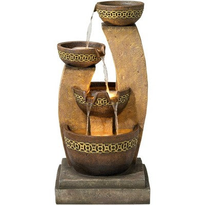  John Timberland Outdoor Floor Water Fountain Four Bowl Cascading Waterfall 41" Tall For Yard Garden Lawn