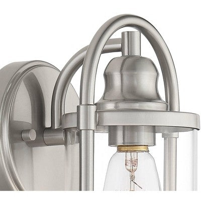  John Timberland Rustic Farmhouse Outdoor Wall Light Fixtures Set Of 2 Brushed Nickel 10 1/4" Clear Glass For Exterior Barn Deck House Porch Yard Patio