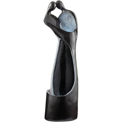  Modern Couple 47" High Large Indoor Outdoor Decor Black Resin Floor Fountain With Light LED Standing Outside Garden Patio Yard