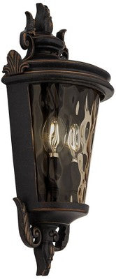  John Timberland Casa Marseille Rustic Outdoor Wall Light Fixture Veranda Bronze Scroll 17" Champagne Hammered Glass For Post Exterior Barn Deck House