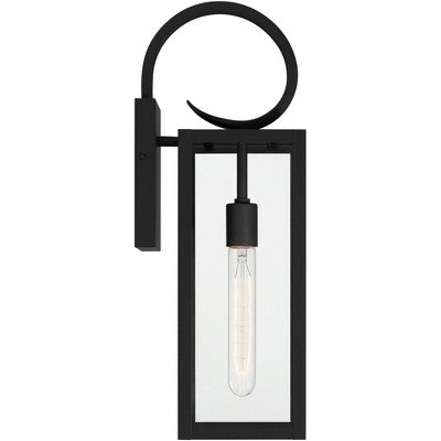  John Timberland Modern Outdoor Wall Light Fixtures Set Of 2 Deep Black 21" Clear Glass For Post Exterior Barn Deck House Porch