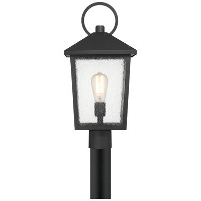  John Timberland Westmont 20 3/4" High Modern Outdoor Post Light Fixture Pole Porch House Exterior Weatherproof Sand Black Aluminum Seeded Glass Shade