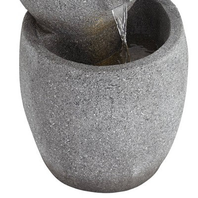  Four Bowls 32" High Large Zen Modern Indoor Outdoor Decor Gray Faux Stone Floor Fountain With Light LED Cascading Outside Garden