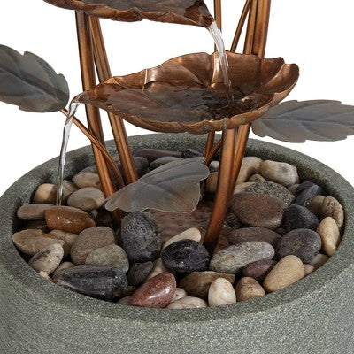 John Timberland Leonisis Rustic Cascading Leaves Outdoor Floor Water Fountain 38 1/2" For Yard Garden Patio Home Deck Lawn Porch House