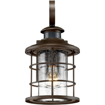  John Timberland Hogan 14" High Bronze Motion Sensor Outdoor Wall Light Set Of 2