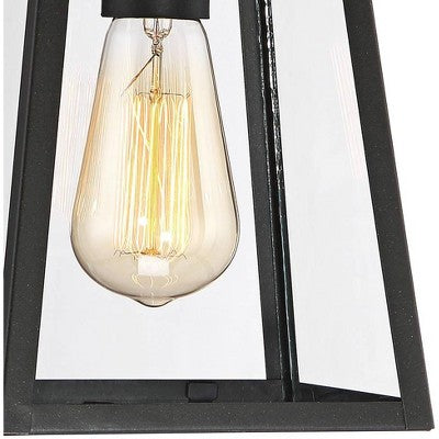  John Timberland Arrington Modern Semi Flush Mount Outdoor Ceiling Light Mystic Black 11 3/4" Clear Glass For Post Exterior Barn Deck House Porch Yard