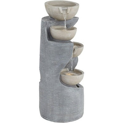 Tarin Four Bowl 31 1/2" High Large Modern Indoor Outdoor Decor Faux Stone Floor Fountain With Light LED Cascading Outside Garden