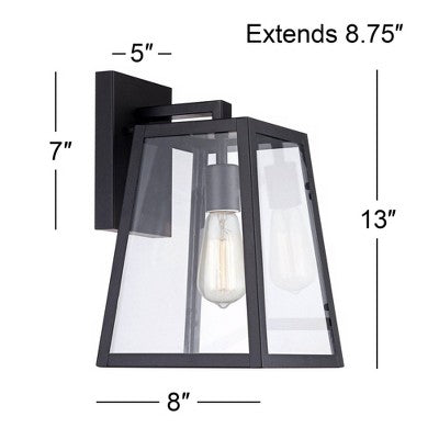  John Timberland Arrington Modern Outdoor Wall Light Fixture Mystic Black 13" Clear Glass For Post Exterior Barn Deck House Porch Yard Posts Patio Home