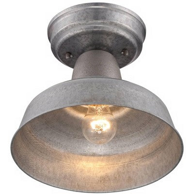  John Timberland Urban Barn Rustic Industrial Farmhouse Semi Flush Mount Outdoor Ceiling Light Galvanized Metal 8 3/4" For Post Exterior Barn Deck Yard