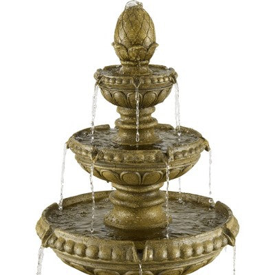  Sag Harbor 66" High Large Italian Outdoor Decor Sand Stone Floor Fountain With Light LED 4-Tier Outside Garden Patio Yard Backyard