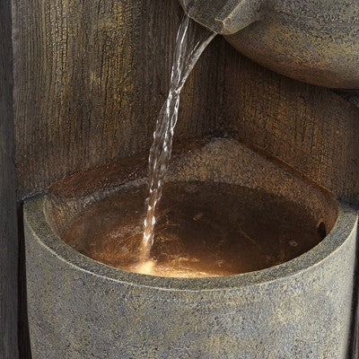  John Timberland Four Tier Rustic Cascading Outdoor Floor Water Fountain With LED Light 40 1/2" For Yard Garden Patio Home Deck Porch House Roof