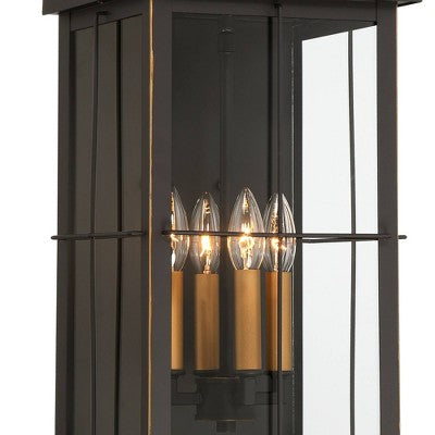  John Timberland Sunderland Rustic Mission Outdoor Wall Light Fixture Black Gold 24 3/4" Clear Glass For Post Exterior Barn Deck House Porch Yard Patio