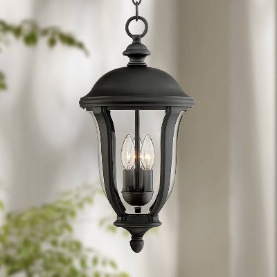  John Timberland Park Sienna Vintage Outdoor Hanging Light Black Metal 20" Clear Glass For Post Exterior Barn Deck House Porch Yard Patio Home Outside
