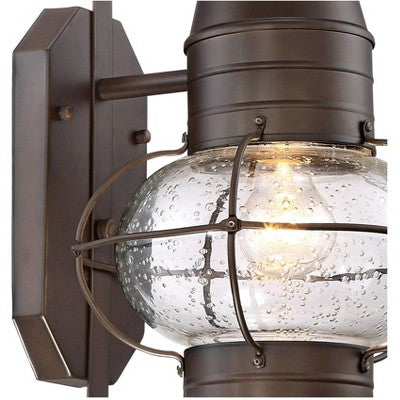  John Timberland Galt Rustic Outdoor Wall Light Fixture Oil Rubbed Bronze Motion Sensor Dusk To Dawn 19 3/4" Clear Seedy Glass For Post Exterior Barn