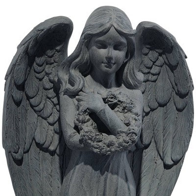  John Timberland Standing Angel Statue Sculpture English Decor Indoor Outdoor Garden Front Porch Patio Yard Outside Faux Greystone Ceramic 25" Tall