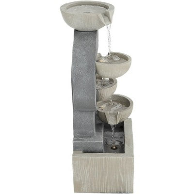  Tarin Four Bowl 23 1/2" High Large Modern Indoor Outdoor Decor Gray Faux Stone Floor Fountain With Light LED Cascading Outside