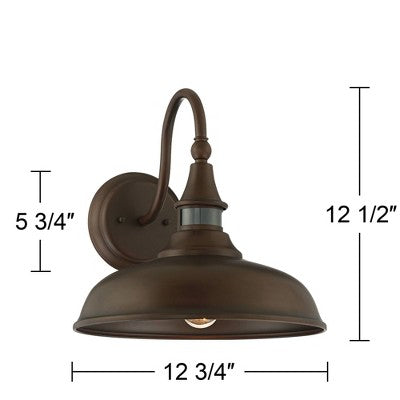  John Timberland Gough Rustic Farmhouse Outdoor Barn Light Fixtures Set Of 2 Bronze Dusk To Dawn Motion Sensor Dark Sky 12 1/2" For Post Exterior Deck