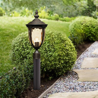  John Timberland Outdoor Post Light Fixture LED Veranda Bronze 33" Clear Hammered Glass For Exterior House Porch Patio Garden Yard