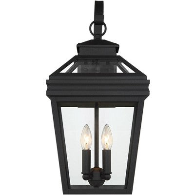  John Timberland Stratton Street Mission Outdoor Wall Light Fixture Textured Black Lantern 22" Clear Glass For Post Exterior Barn Deck House Porch Yard