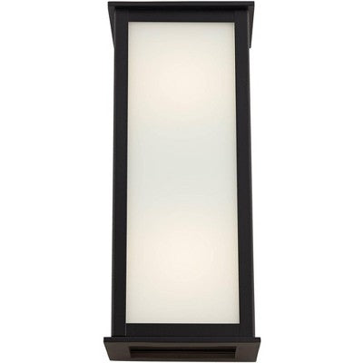  John Timberland Modern Outdoor Wall Light Fixtures Set Of 2 Black 12 3/4" Milky White Glass Panels For Post Exterior Barn Deck