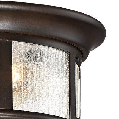  John Timberland Modern Flush Mount Outdoor Ceiling Light Fixture Mission Oil Rubbed Bronze Drum 12" Seedy Glass Damp Rated For Porch Patio
