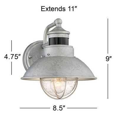  John Timberland Modern Industrial Outdoor Barn Lights Set Of 2 Metal Dusk To Dawn Motion Sensor Gooseneck 9" Clear Glass Exterior