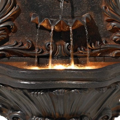  John Timberland Imperial Lion Acanthus Rustic Outdoor Floor Wall Water Fountain With LED Light 50" For Yard Garden Patio Home Deck Porch House Balcony