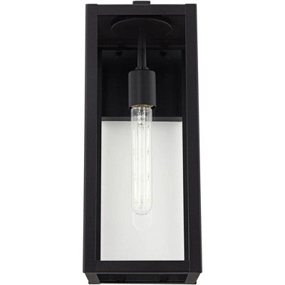 John Timberland Titan Modern Outdoor Wall Light Fixtures Set Of 2 Mystic Black Rectangular Frame 17" Clear Glass For Post Exterior Barn