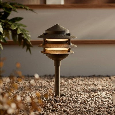  John Timberland Three-Tier Pagoda 11" High Bronze LED Path Lights Set Of 2