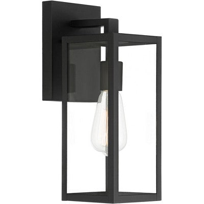  John Timberland Titan Modern Outdoor Wall Light Fixtures Set Of 2 Mystic Black 14 1/4" Clear Glass For Post Exterior Barn Deck House Porch Yard Patio