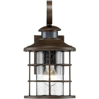  John Timberland Hogan 14" High Bronze Motion Sensor Outdoor Wall Light Set Of 2