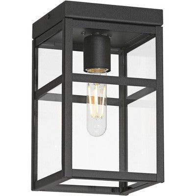  John Timberland San Lucas 10 1/4" High Sand Black Outdoor Flushmount Ceiling Light